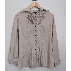 Vex Collection Pleated and Ruffled Button Down Top